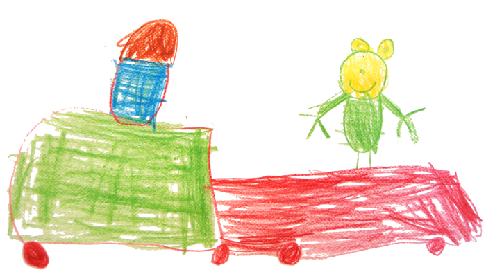 Kinderbild: Lastwagen mit Blaulicht